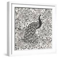 Peacock Garden III BW-Miranda Thomas-Framed Art Print