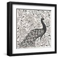 Peacock Garden IV BW-Miranda Thomas-Framed Art Print