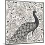 Peacock Garden IV BW-Miranda Thomas-Mounted Art Print