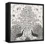 Peacock Garden VIII BW-Miranda Thomas-Framed Stretched Canvas