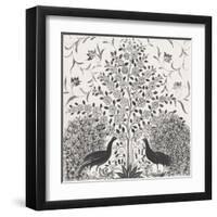 Peacock Garden VIII BW-Miranda Thomas-Framed Art Print