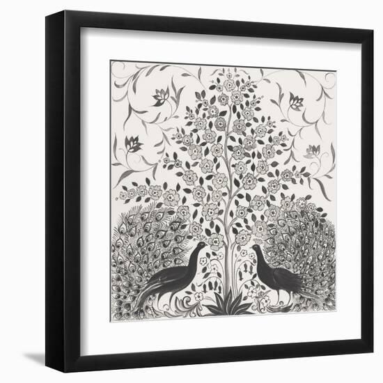 Peacock Garden VIII BW-Miranda Thomas-Framed Art Print