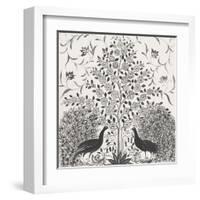 Peacock Garden VIII BW-Miranda Thomas-Framed Art Print