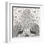 Peacock Garden VIII BW-Miranda Thomas-Framed Art Print