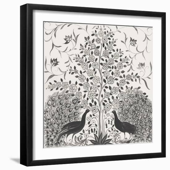 Peacock Garden VIII BW-Miranda Thomas-Framed Art Print