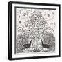 Peacock Garden VIII BW-Miranda Thomas-Framed Art Print