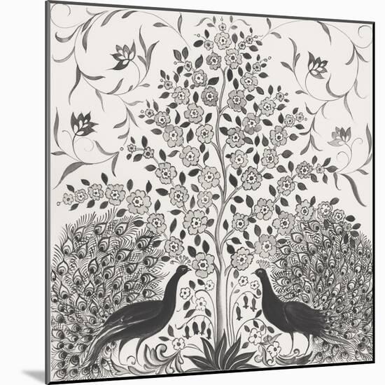 Peacock Garden VIII BW-Miranda Thomas-Mounted Art Print