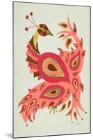 Peacock in Gold and Pink-Cat Coquillette-Mounted Art Print