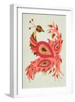 Peacock in Gold and Pink-Cat Coquillette-Framed Art Print