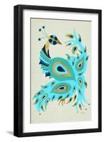 Peacock in Gold and Turquoise-Cat Coquillette-Framed Art Print