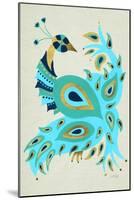 Peacock in Gold and Turquoise-Cat Coquillette-Mounted Art Print