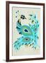 Peacock in Gold and Turquoise-Cat Coquillette-Framed Art Print