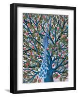 Peacock in Tree-Tamas Galambos-Framed Giclee Print
