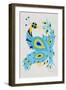 Peacock in Yellow and Blue-Cat Coquillette-Framed Art Print