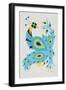 Peacock in Yellow and Blue-Cat Coquillette-Framed Art Print