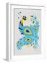 Peacock in Yellow and Blue-Cat Coquillette-Framed Art Print