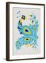 Peacock in Yellow and Blue-Cat Coquillette-Framed Art Print