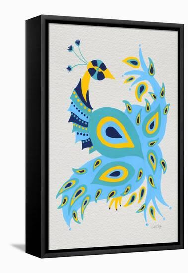 Peacock in Yellow and Blue-Cat Coquillette-Framed Stretched Canvas