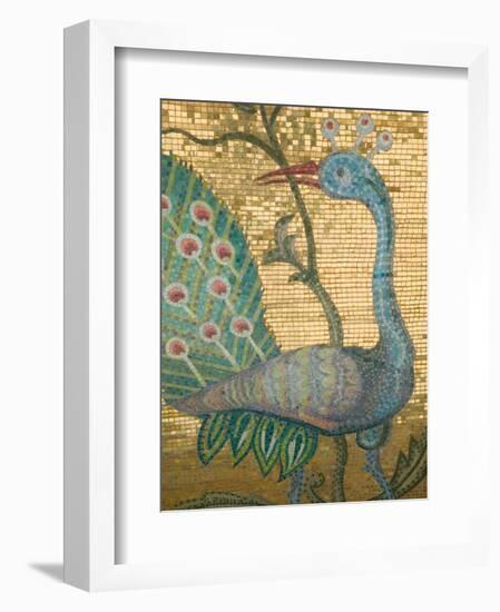 Peacock Mosaic, Eleftherotria Monastery, Macherado, Zakynthos, Ionian Islands, Greece-Walter Bibikow-Framed Photographic Print