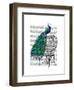 Peacock on Chair-Fab Funky-Framed Art Print