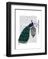 Peacock on Lamp-Fab Funky-Framed Art Print