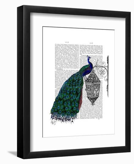 Peacock on Lamp-Fab Funky-Framed Art Print
