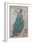 Peacock on Linen 1-Chad Barrett-Framed Art Print