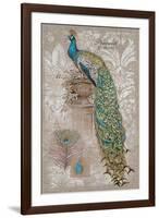 Peacock on Linen 2-Chad Barrett-Framed Art Print