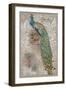 Peacock on Linen 2-Chad Barrett-Framed Art Print