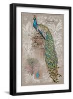 Peacock on Linen 2-Chad Barrett-Framed Art Print