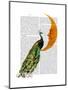 Peacock on the Moon-Fab Funky-Mounted Art Print