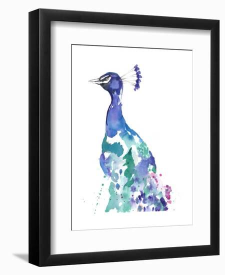 Peacock Splash II-Jennifer Goldberger-Framed Art Print