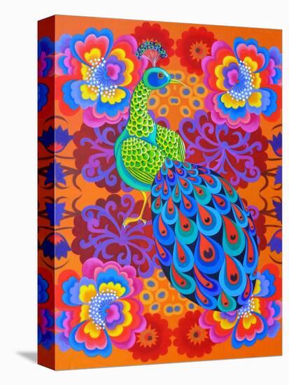 Peacock with Flowers, 2015-Jane Tattersfield-Stretched Canvas