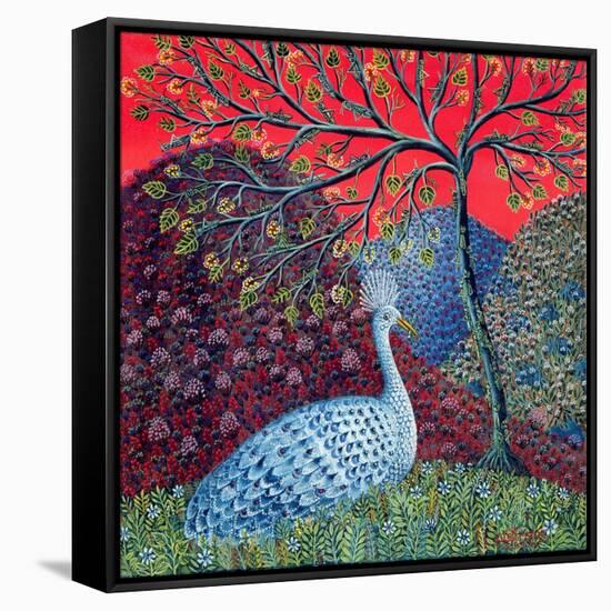 Peacock with Locusts, 1989-Tamas Galambos-Framed Stretched Canvas