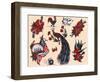 Peacocks, Roses & Roosters: Vintage Sailor and California Biker Tatooo Flash-Piddix-Framed Art Print