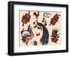 Peacocks, Roses & Roosters: Vintage Sailor and California Biker Tatooo Flash-Piddix-Framed Art Print