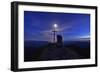 Peak Cross and Chapel at Geigelstein Mountain, Dusk with Full Moon-Stefan Sassenrath-Framed Photographic Print