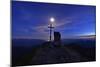 Peak Cross and Chapel at Geigelstein Mountain, Dusk with Full Moon-Stefan Sassenrath-Mounted Photographic Print