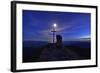 Peak Cross and Chapel at Geigelstein Mountain, Dusk with Full Moon-Stefan Sassenrath-Framed Photographic Print