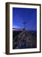 Peak Cross and Chapel at Geigelstein Mountain, Dusk-Stefan Sassenrath-Framed Photographic Print