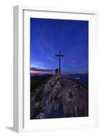 Peak Cross and Chapel at Geigelstein Mountain, Dusk-Stefan Sassenrath-Framed Photographic Print