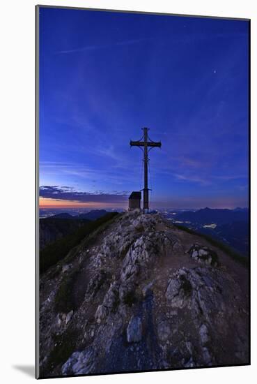 Peak Cross and Chapel at Geigelstein Mountain, Dusk-Stefan Sassenrath-Mounted Photographic Print