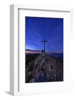 Peak Cross and Chapel at Geigelstein Mountain, Dusk-Stefan Sassenrath-Framed Photographic Print