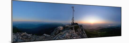 Peak Cross of the Kampenwand Mountain, Sundown-Stefan Sassenrath-Mounted Photographic Print