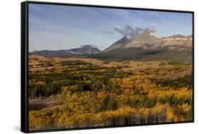 Peak fall color at Marias Pass in Glacier National Park, Montana, USA-Chuck Haney-Framed Stretched Canvas