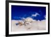 Peak of Mount Everest peeking through the clouds, Sagarmartha National Park, UNESCO World Heritage -Laura Grier-Framed Photographic Print