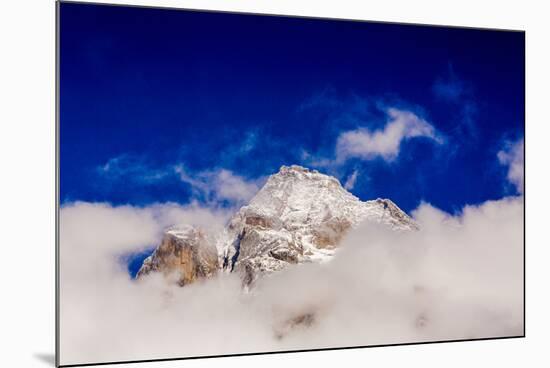 Peak of Mount Everest peeking through the clouds, Sagarmartha National Park, UNESCO World Heritage -Laura Grier-Mounted Photographic Print