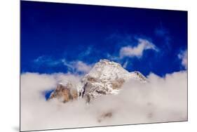 Peak of Mount Everest peeking through the clouds, Sagarmartha National Park, UNESCO World Heritage -Laura Grier-Mounted Photographic Print