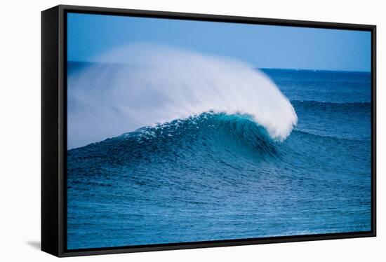 Peak-Offshore wind and breaking wave, Hawaii-Mark A Johnson-Framed Stretched Canvas