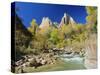 Peaks of Abraham and Isaac Tower Above the Virgin River, Utah, USA-Ruth Tomlinson-Stretched Canvas